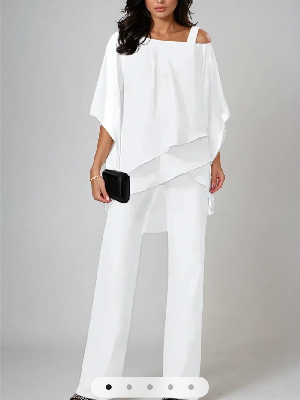 Elegant White Layered Wide-Leg Jumpsuit!  BRAND NEW, Sz L wedding ready!